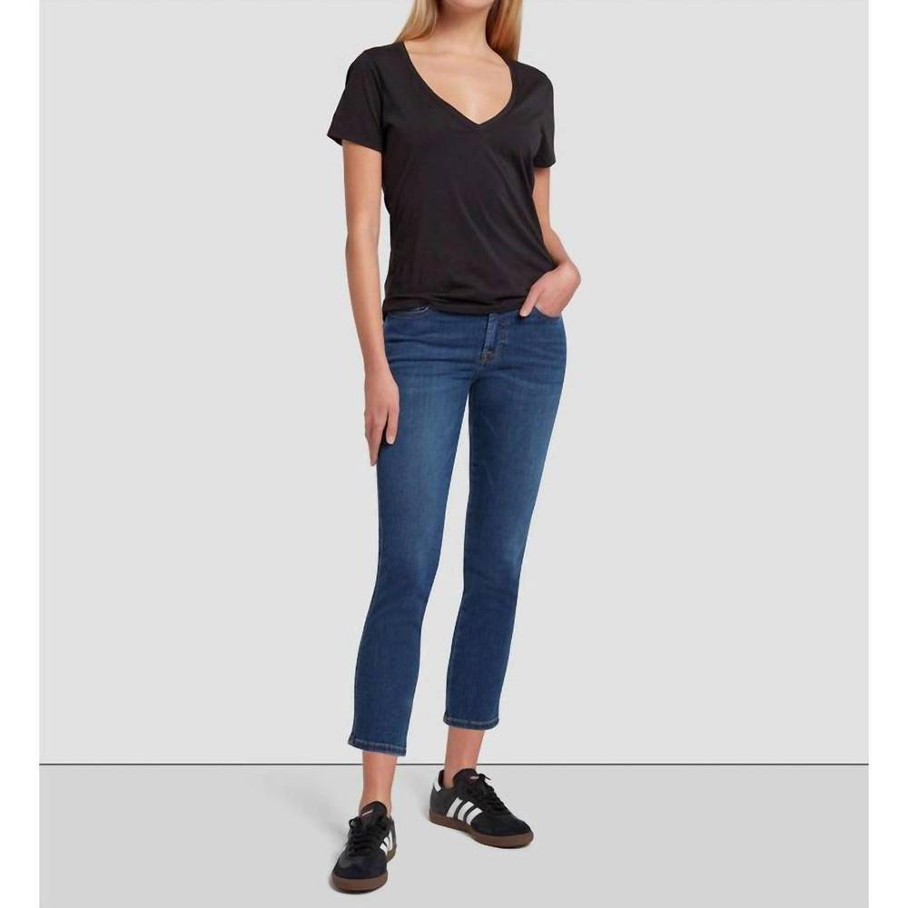 NEW 7 FOR ALL MANKIND kimmie cropped straight jeans in denim